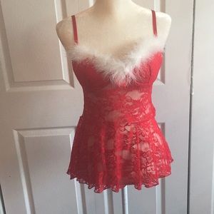Adore Me Santa Baby Red Lace Nighty Size M